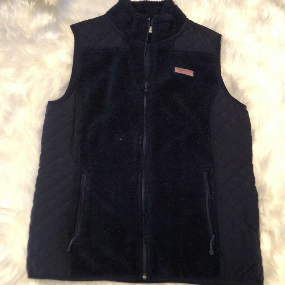 Vineyard Vines Women’s Blue Quilted Sherpa Vest  S